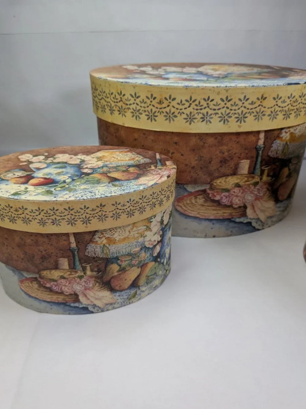 Vintage Bobs Boxes Lang Anna Krajewski Nesting Storage Oval Fruit 3 Boxes LANG